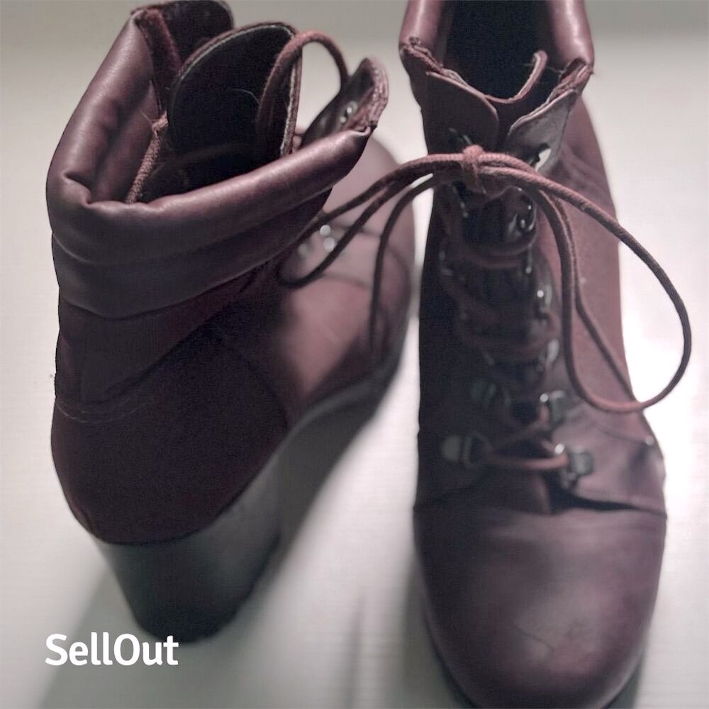Women's Purple Leather Ankle Boots Lace Up Block Heel